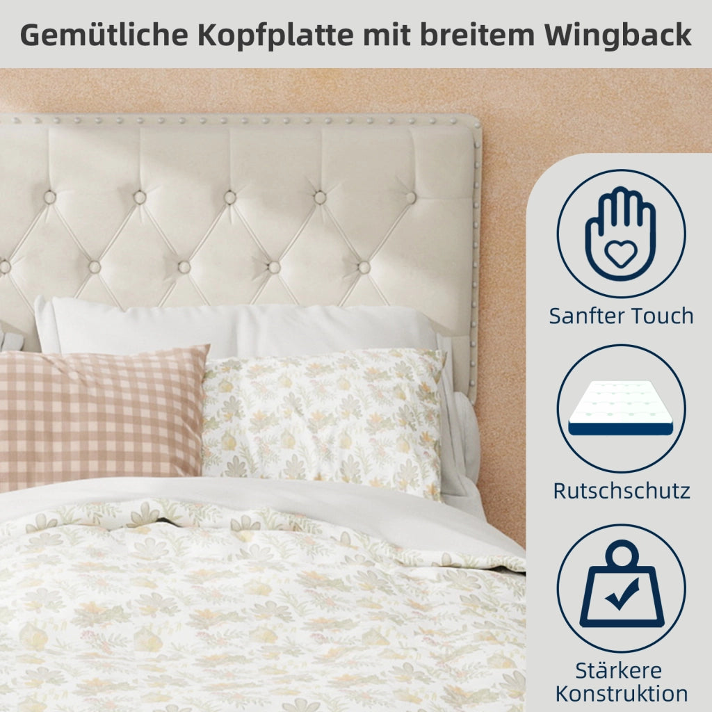 Letto Contenitore Imbottito ¨C MINIMAL ¨C Velluto Beige 140x200