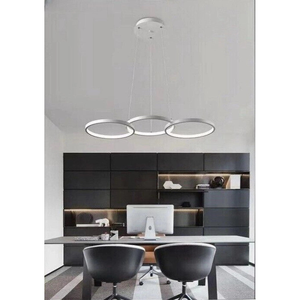 Trade Shop - Lampadario A Sospensione Da Soffitto 3 Anelli Tre Tonalità Di Colore 40w B63-b3c -