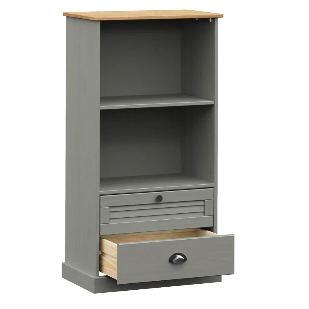 Libreria VIGO 60x35x114,5 cm in Legno Massello di Pino Grigio 353186