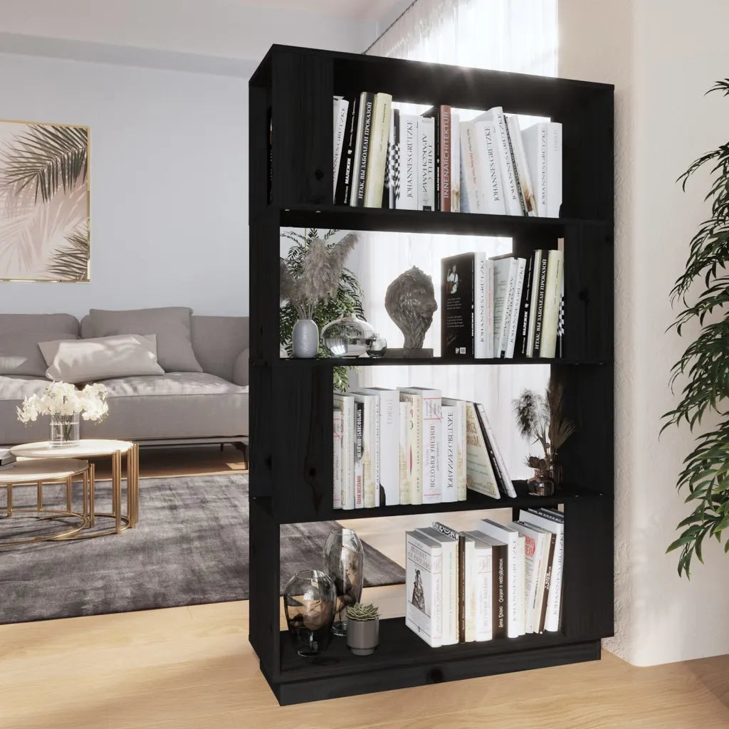 Libreria Divisorio-Scaffale per Libri-Mobile di Stoccaggio Bianco 80x25x132 cm Legno Massello di Pino 838231