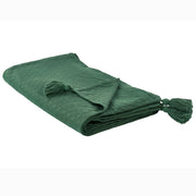 Copriletto in cotone verde 150 x 200 cm con frange Decorativo Camera da letto