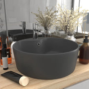 Lavandino con Troppopieno Grigio Scuro Opaco 36x13 cm Ceramica cod mxl 45240