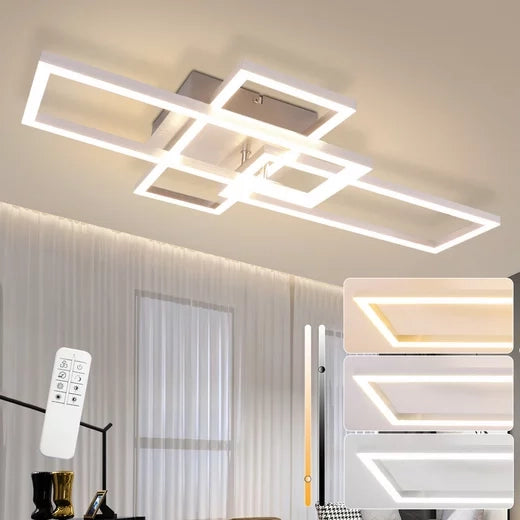 ZMH Lampada da soffitto LED geometrica dimmerabile argento 36W 64CM per casa moderna