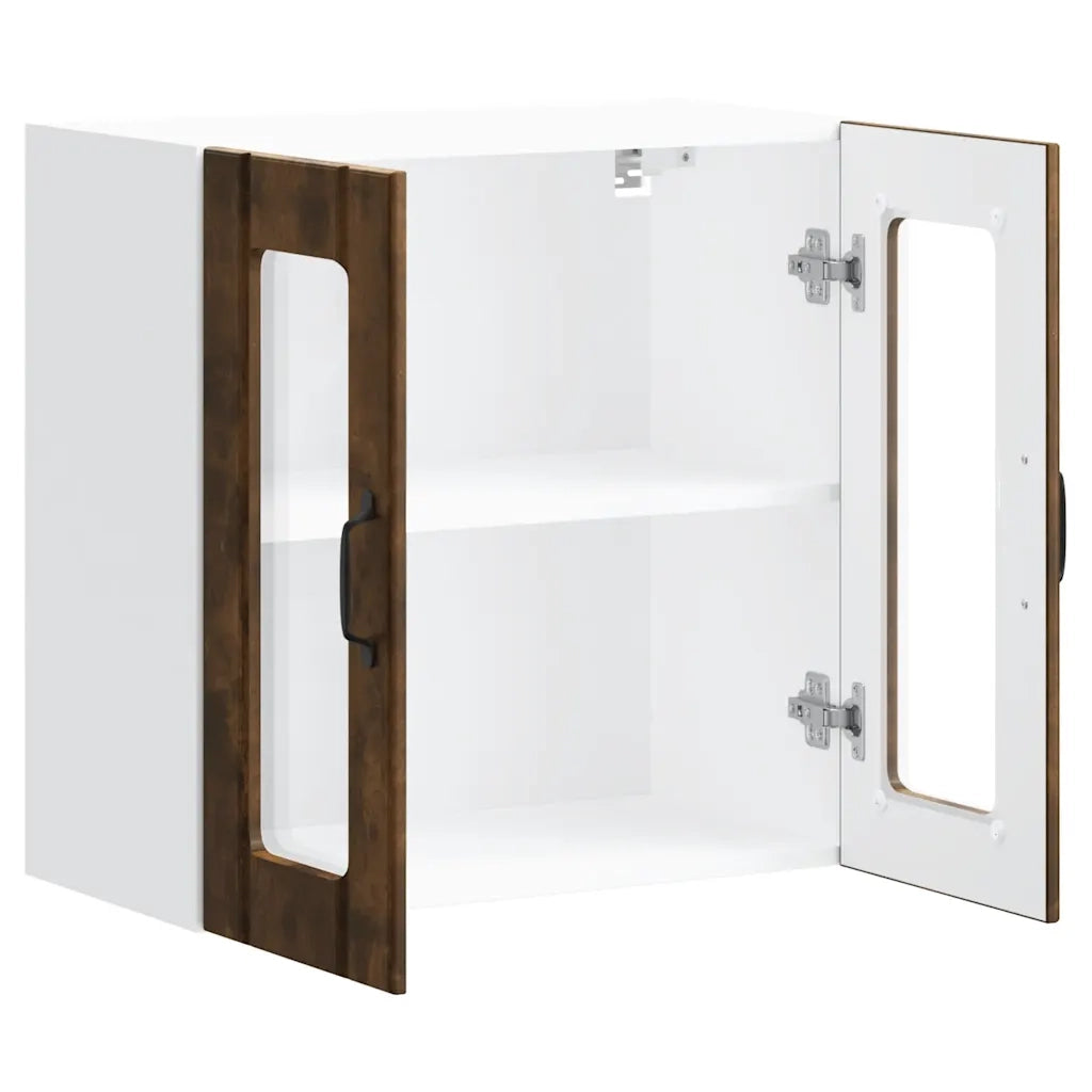 vidaXL Pensile da Cucina con Porta in Vetro Lucca Rovere Fumo