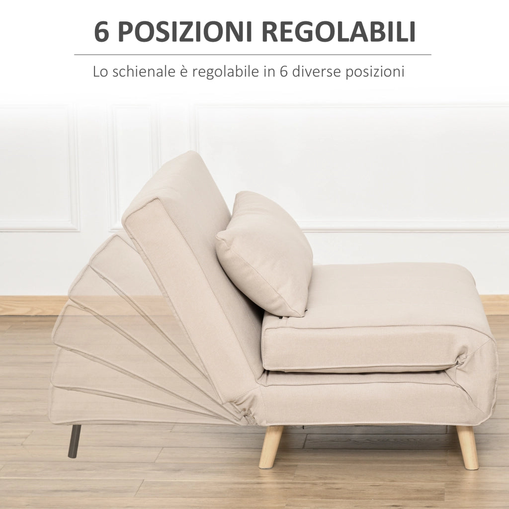 Poltrona Letto Reclinabile 3 in 1 ¨C zephmum ¨C Beige 94x78x80 cm