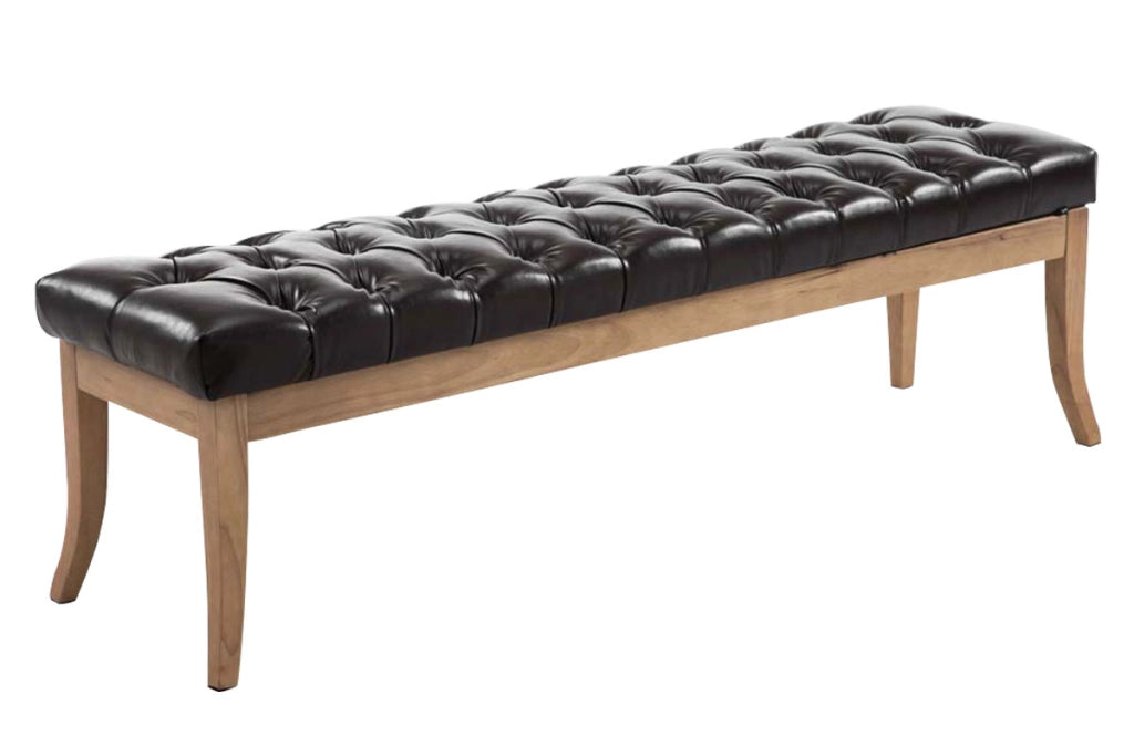 Panca design RAMSES in similpelle e legno chiaro antico marrone,150 cm
