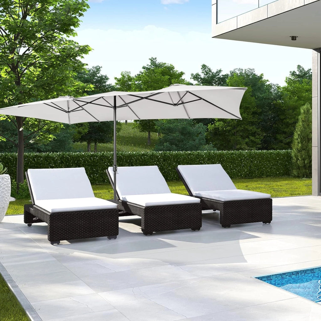 Ombrellone Doppio 426 x 265 cm, Ombrellone Rettangolare con Manovella e Protezione UV, Ombrellone da Balcone Grande Idrorepellente, Ombrellone da Patio per Piscina, Mercato, Giardino