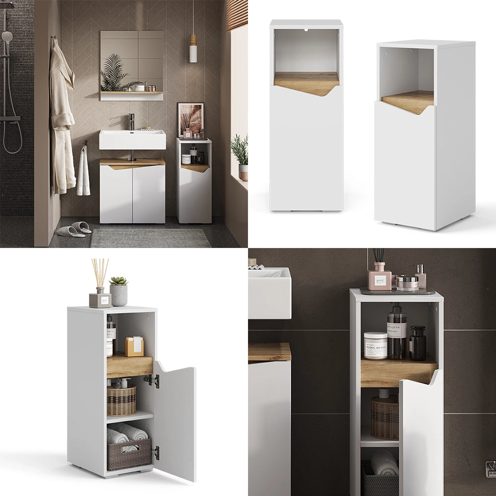 Vicco Mobiletto bagno Bianco 30 x 74.5 cm con porta e scomparto aperto