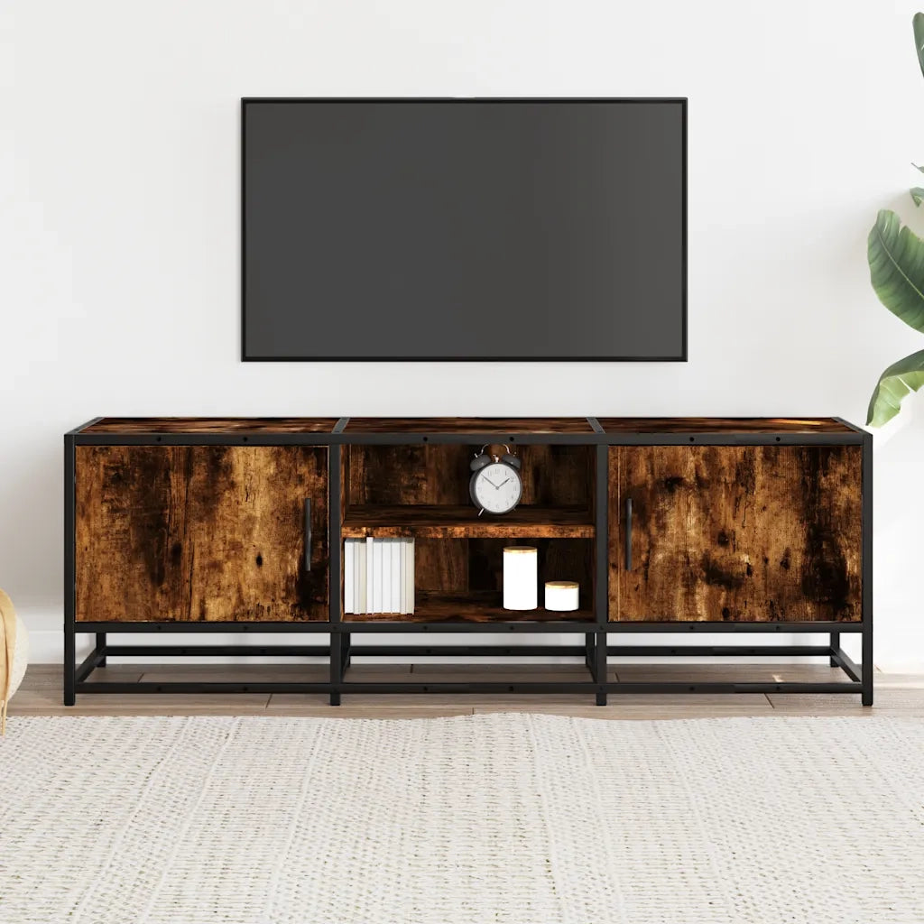 Mobile TV Rovere Fumo 120x35x41 cm Legno Multistrato e Metallo 848841