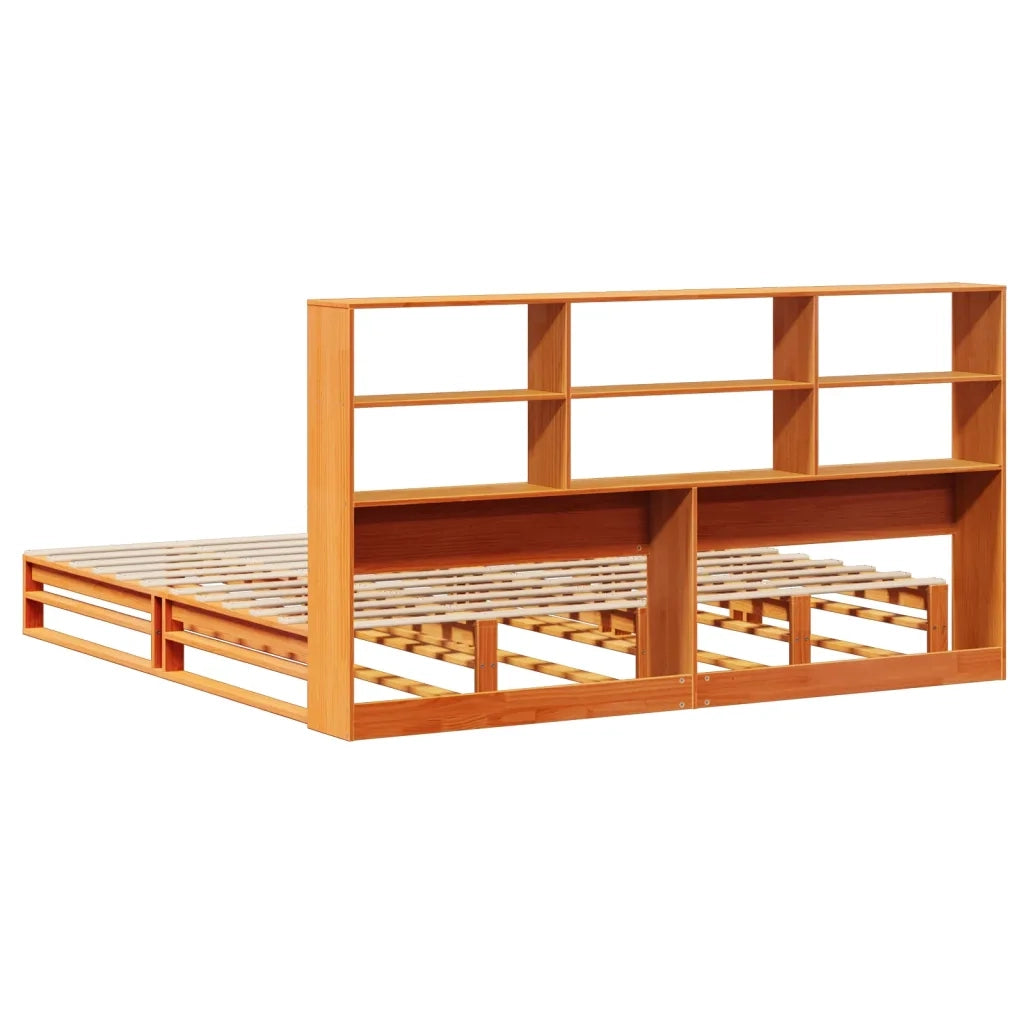 Letto Libreria senza Materasso Marrone Cera 200x200 cm Legno 3323934