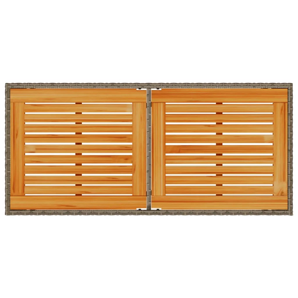 Tavolo Giardino | Tavolino da esterno Piano Legno Acacia Grigio 115x54x74 Polyrattan
