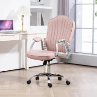 Sedia da Scrivania Girevole con Altezza Regolabile Braccioli Schienale Curvo Funzione di Basculante Rosa