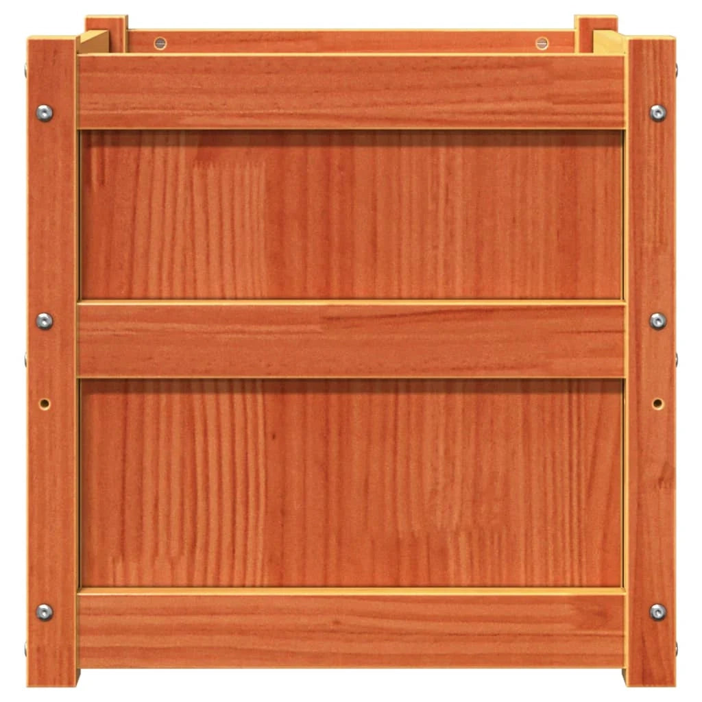 Fioriera rialzata per piante fiori terrazza giardino finitura a cera 50 x 50 x 50 cm legno di pino massiccio marrone 02_0038463
