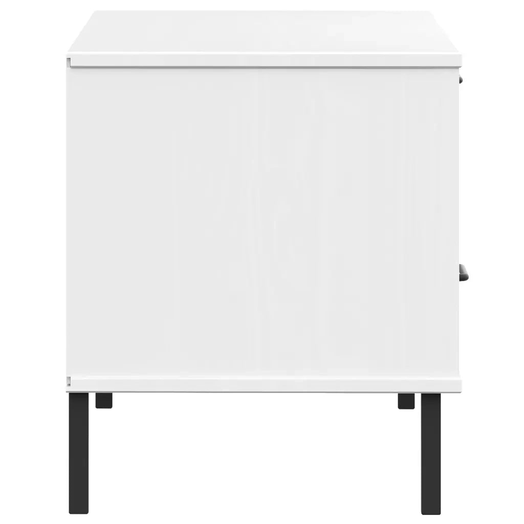 Mobile TV con Gambe Metallo Bianco Legno Massello di Pino OSLO cod mxl 27748