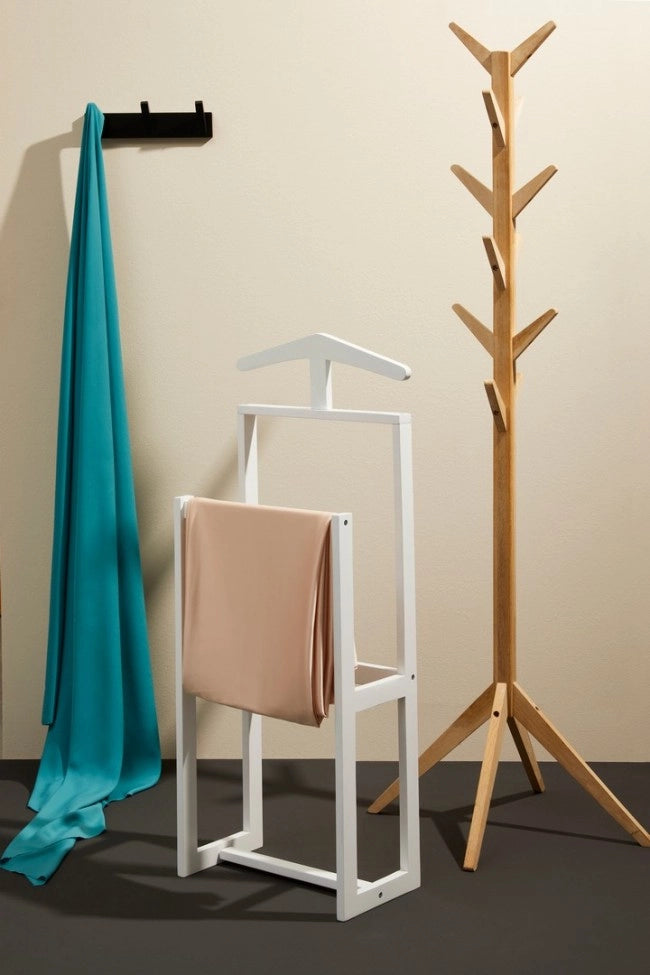 Indossatore Legno Bianco Moderno da Interno H106 - ORIZZONTE