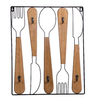 Appendino da cucina in legno mdf e metallo posate 5 ganci 38 x 4 x 45 cm