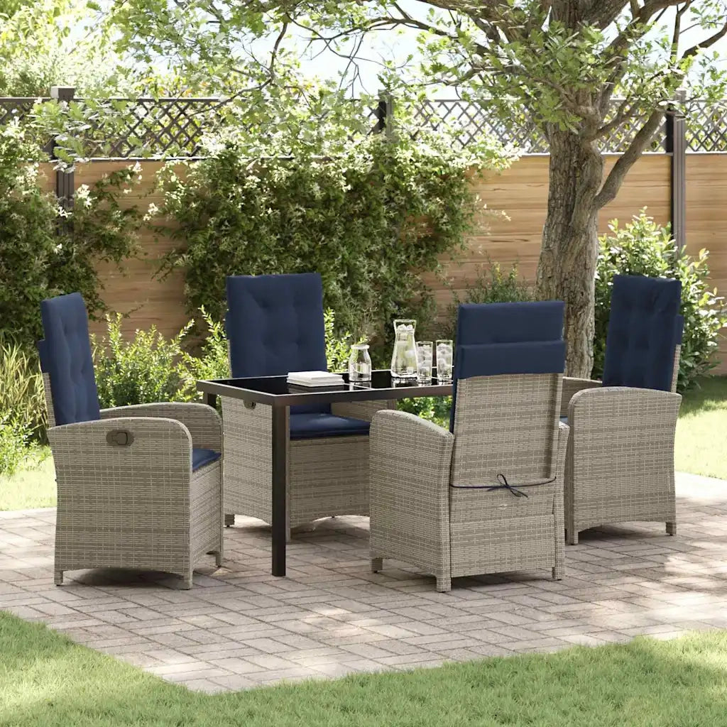 Set da Pranzo per Giardino con cuscino 5 pcs Grigio polyrattan 3380353