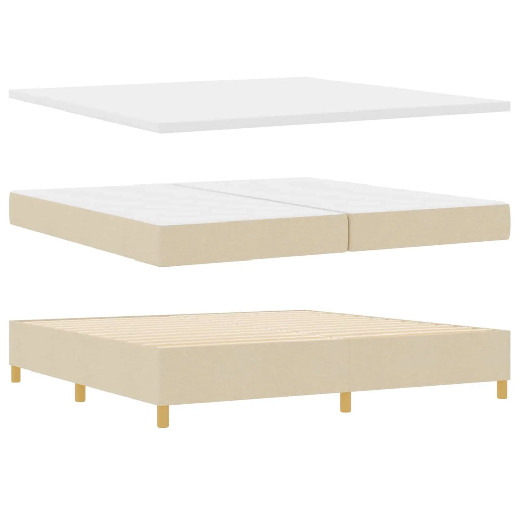 Letto a molle con materasso Crema 200 x 200 cm Tessuto 3339572