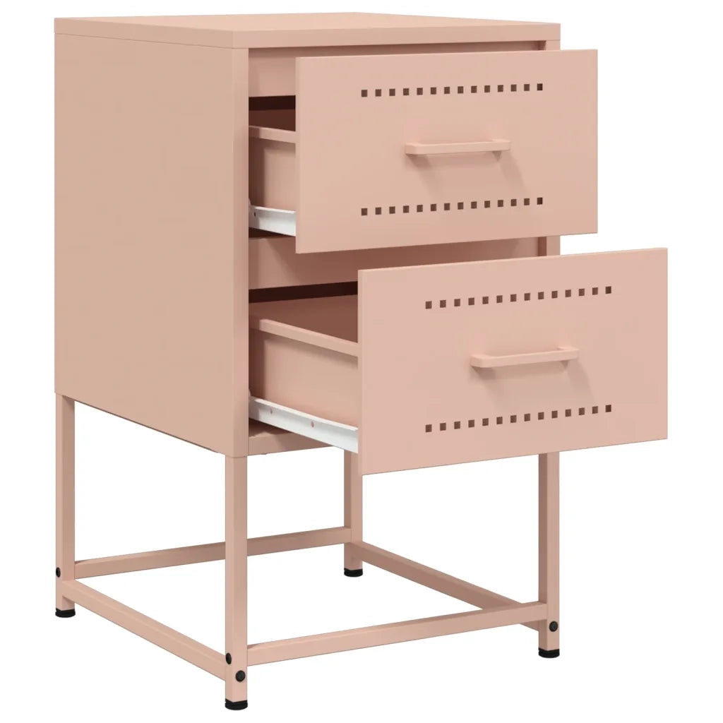 Set di 2 Comodini | Armadio da Notte | Mobiletto da notte Rosa 36x39x60,5 cm in Acciaio