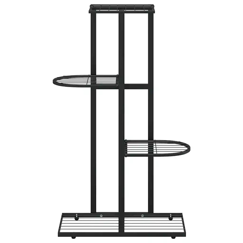 Piedistallo per Piante a 4 Piani 43x22x76 cm in Metallo Nero 336108
