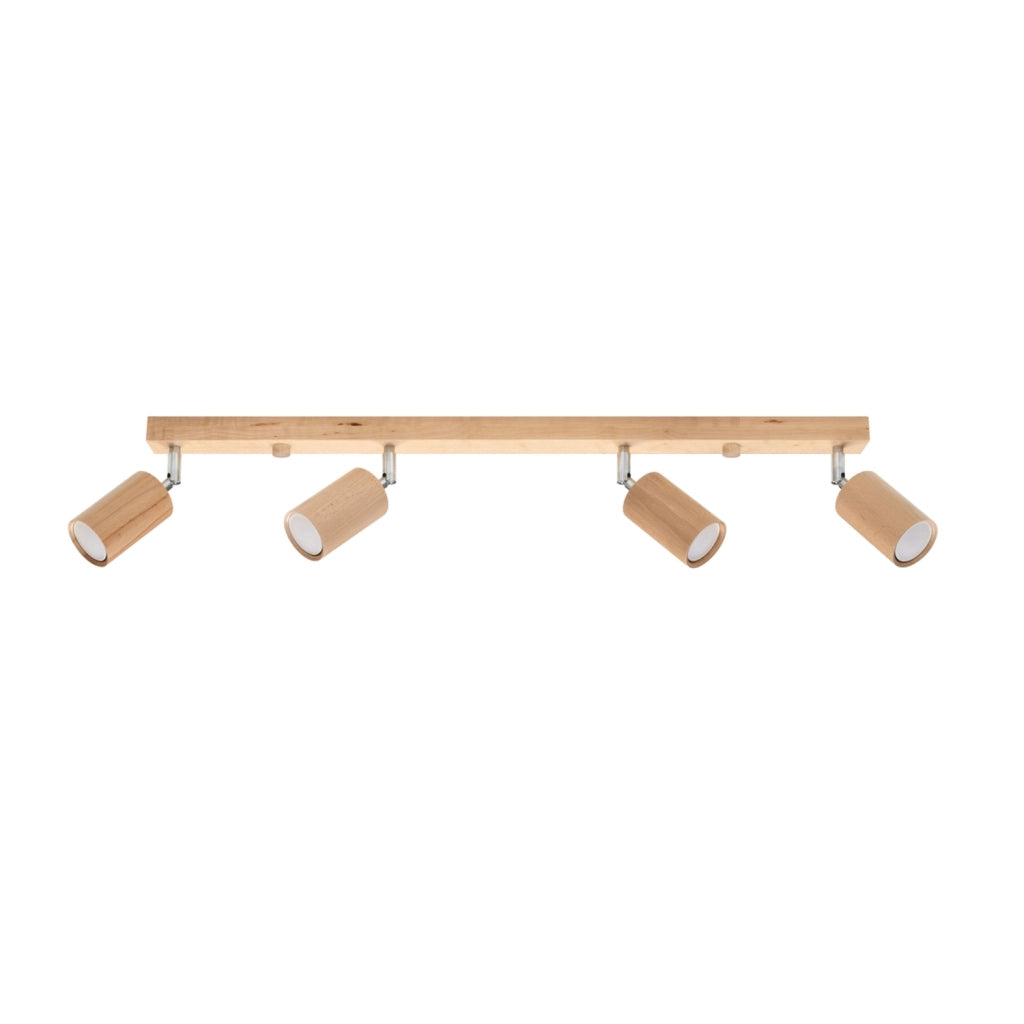 Plafoniera MONTAN 4 faretti legno naturale cromata Pure Lume