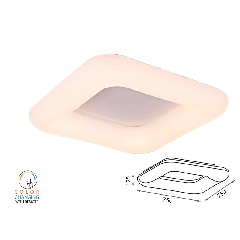 Plafoniera Led Da Soffitto Moderna CCT Quadrata 750X750mm 80W Dimmerabile Telecomando 3 In 1 SKU-3973