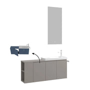 Set mobile lavabo con specchio (2 pezzi) "Ferla 110" - 110 x 22 x 45 cm - Mink opaco