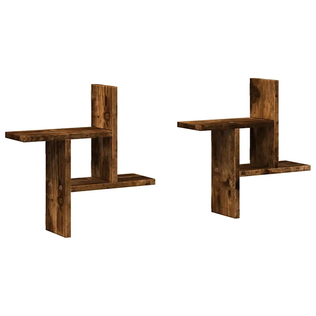 Mensole da Parete 2pz Rovere Fumo 38x12x38 cm in Truciolato 853249