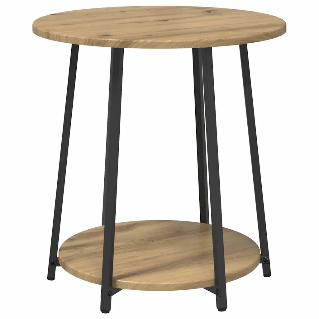 Set tavolini con lo scaffale 2 pcs Rovere Artigianale e Nero 869707