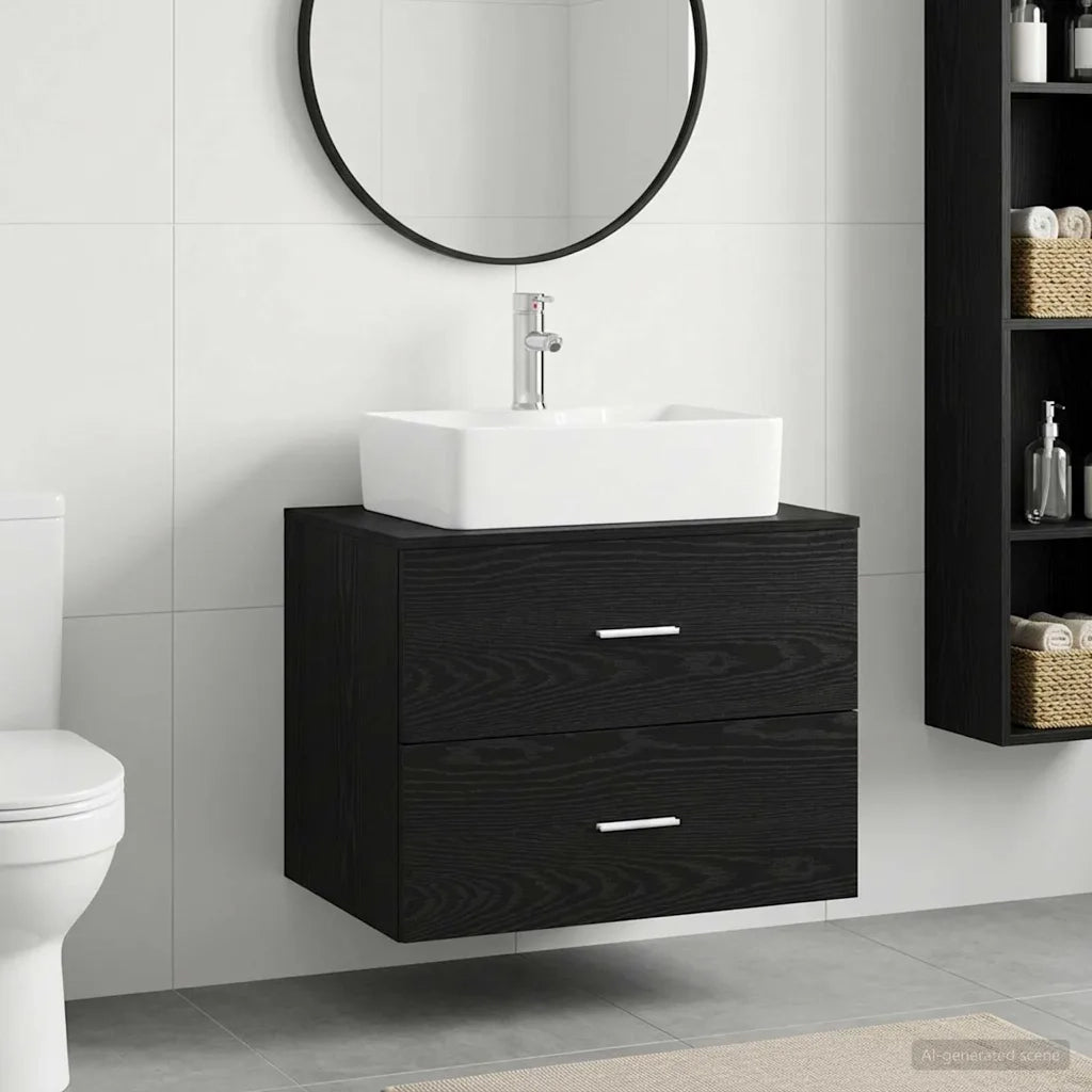 Set di mobili per il bagno Rovere Nero Legno ingegnerizzato 3404383