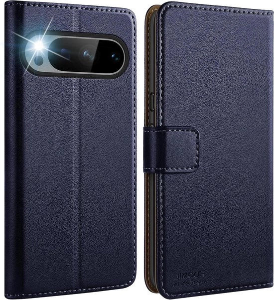 Custodia Premium in Pelle per Google Pixel 9 Pro XL - Blu - Custodia Mobili con Case Inclinabile - Lavorazione di Elevata Qualità.