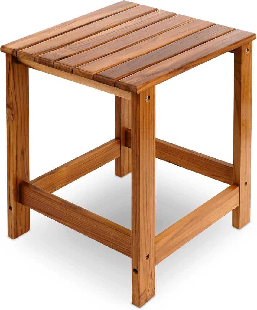 Tavolino da esterno in teak, tavolino da caffè in legno, tavolini per giardino, cortile, camera da letto, soggiorno, divano laterale, contenitore per bagno