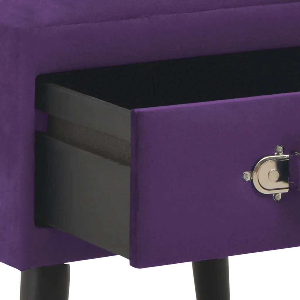Comodino | Armadio da Notte | Mobiletto da notte Viola Scuro 40x35x40 cm in Velluto