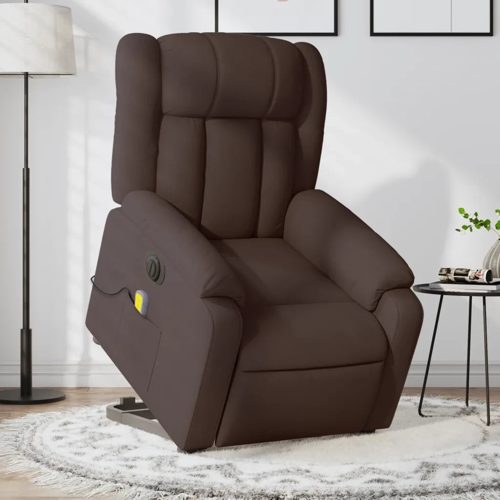 Poltrona Alzapersona Massaggio Elettrica Marrone Scuro Tessutocod mxl 109038