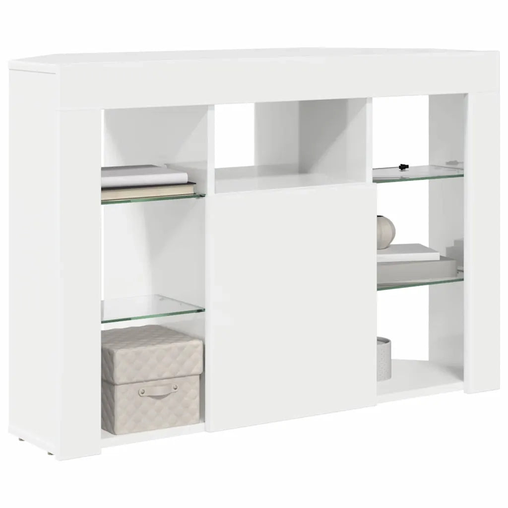Mobile TV LED-Credenza per TV con LED-Console TV Angolare Bianco ad Alto Lucido 104 x 40 x 68 cm