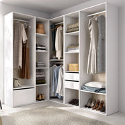 Armadio Camera da Letto Atwood, Guardaroba Grande Modulabile, 186x205h cm Bianco