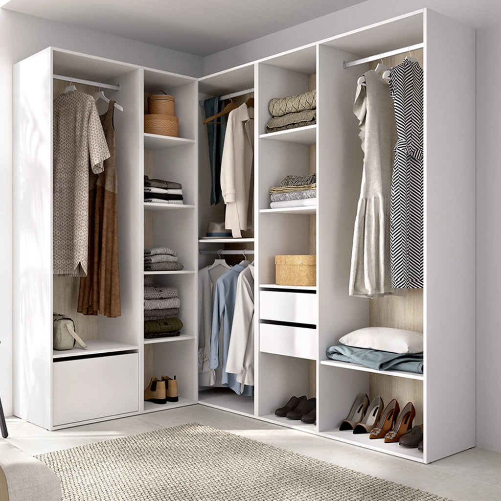 Armadio Camera da Letto Atwood, Guardaroba Grande Modulabile, 186x205h cm Bianco