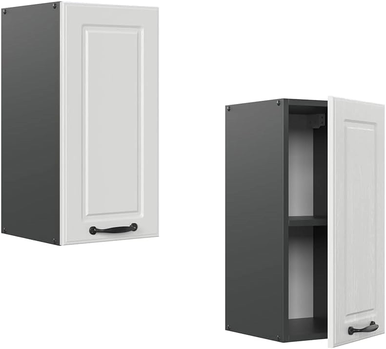 Pensile da cucina R-Line, Bianco casa di campagna, 30 cm, per la libera combinazione all'interno di sistemi cucina modulari