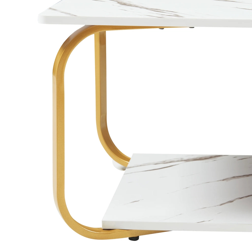 Tavolino/consolle 120 x 60 x 43 cm effetto marmo bianco e oro 03_0010808