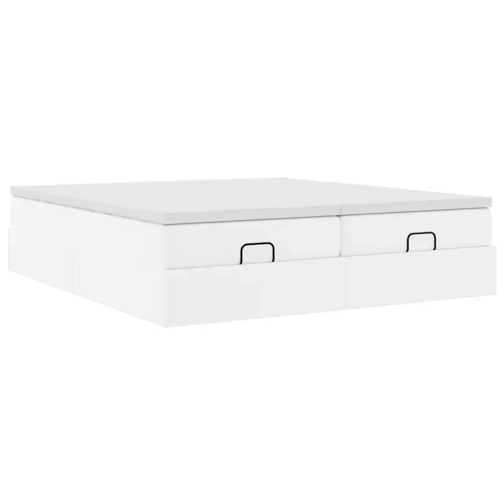 Struttura Letto Pouf con Materassi Bianco 160x200 cm Similpelle 3311220