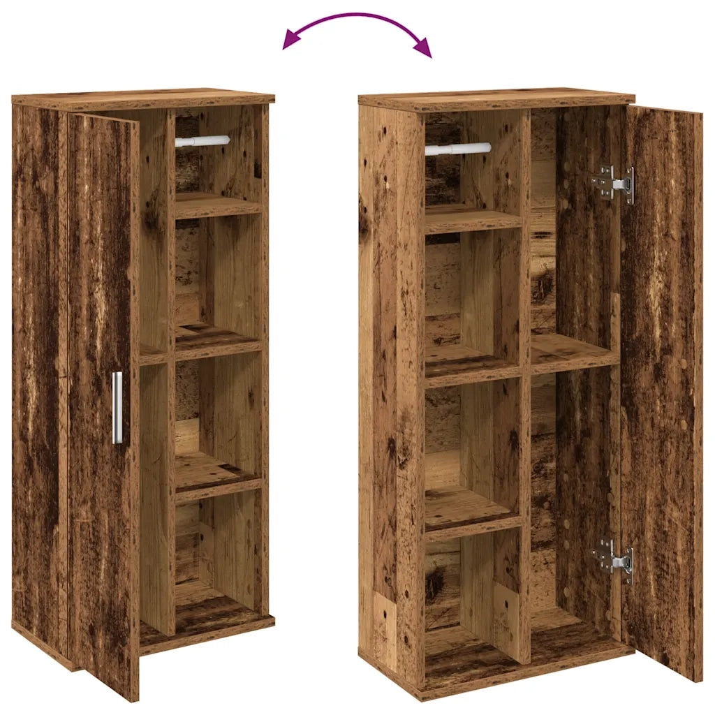 Mobile da Bagno | Armadio da bagno con Portarotolo Legno Antico 39x22x90 cm