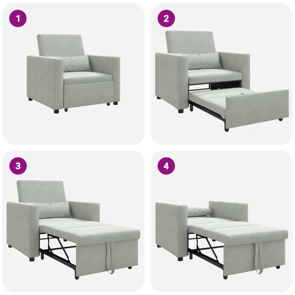 Divano letto estraibile singolo con ruote Grigio chiaro Velluto 42002697