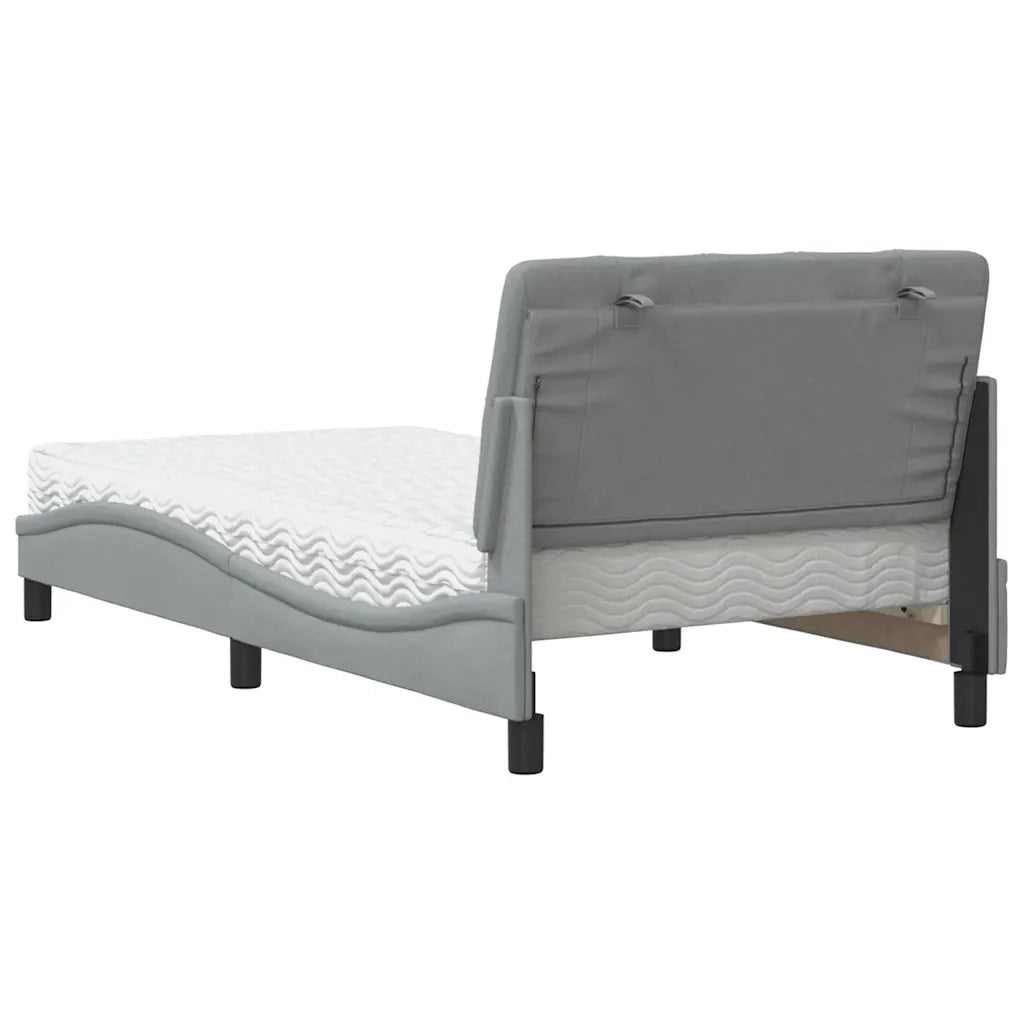 Letto con Materasso Grigio Chiaro 100x200 cm in Tessuto 3310720