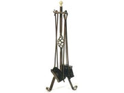 SET 4 ATTREZZI PER CAMINO DECORO PIGNA CON TREPPIEDI  cm.35x70h.    MILLE
