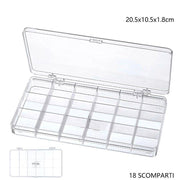 Trade Shop - Scatola Portaoggetti 18 Scomparti Pratico Contenitore Misura 20.5x10.5x1.8 Cm -