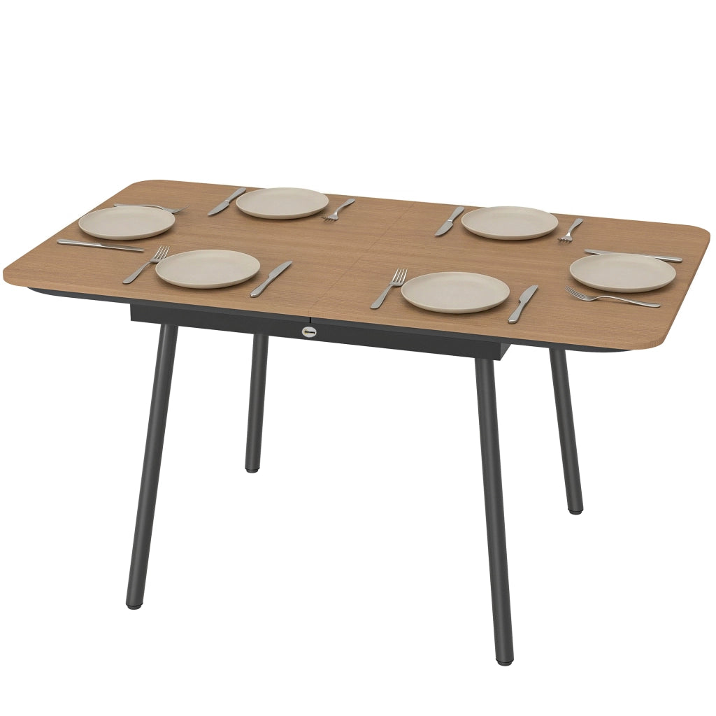 Tavolo da pranzo esterno ¨C zephmum ¨C 140x80 cm, teak, effetto legno, WPC, 6 posti