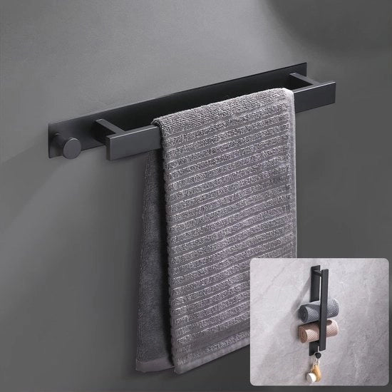 Houder per asciugamani autoadesivo per bagno - acciaio inossidabile, 40 cm, fissaggio alla parete