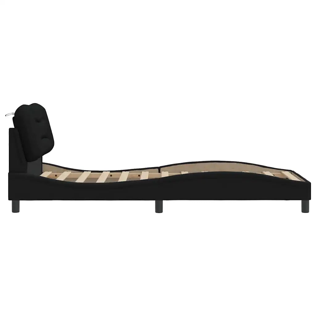 Giroletto senza Materasso-Struttura Letto Hvar Nero 90x200 cm in Tessuto
