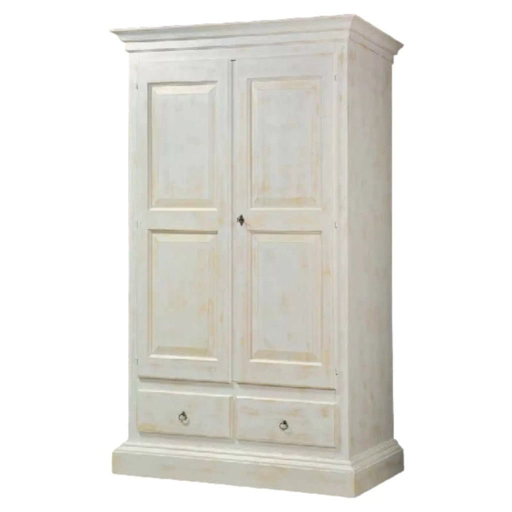 Armadio 2 porte legno shabby bianco consumato 125x61x200 - Mobili 2G