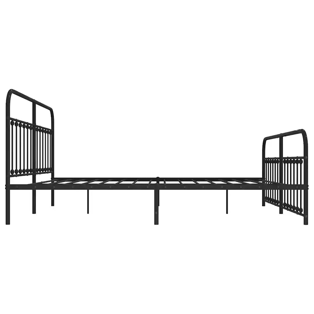 Giroletto con Testiera e Pediera Metallo Nero 200x200 cm